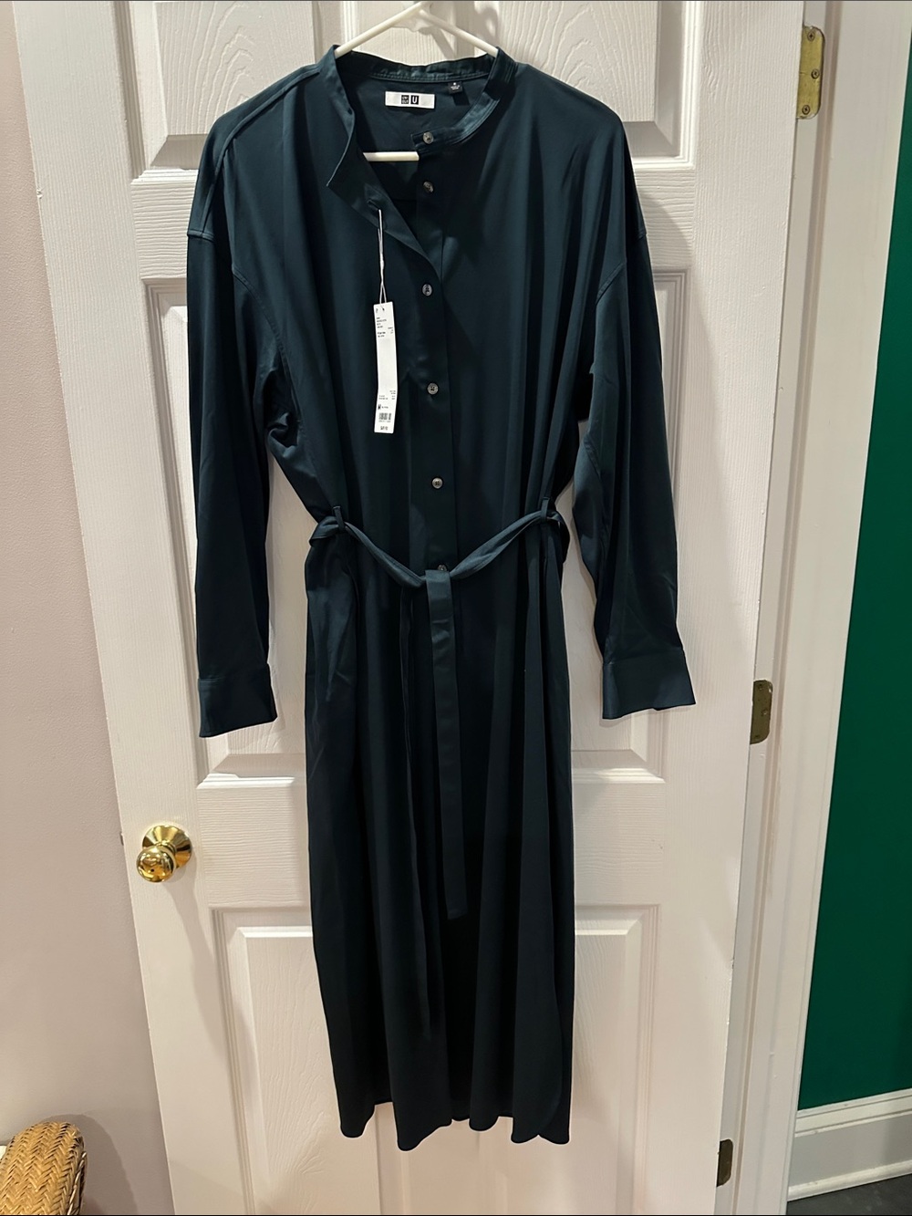 UNIQLO Dark Teal Shirt Dress with Self Tie Belt